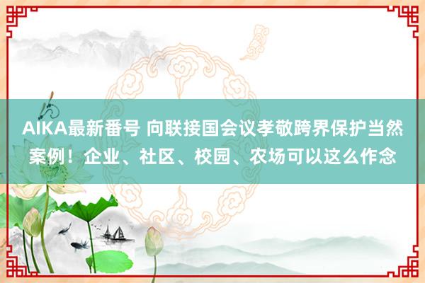 AIKA最新番号 向联接国会议孝敬跨界保护当然案例！企业、社区、校园、农场可以这么作念