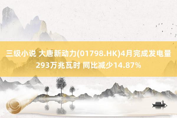 三级小说 大唐新动力(01798.HK)4月完成发电量293万兆瓦时 同比减少14.87%