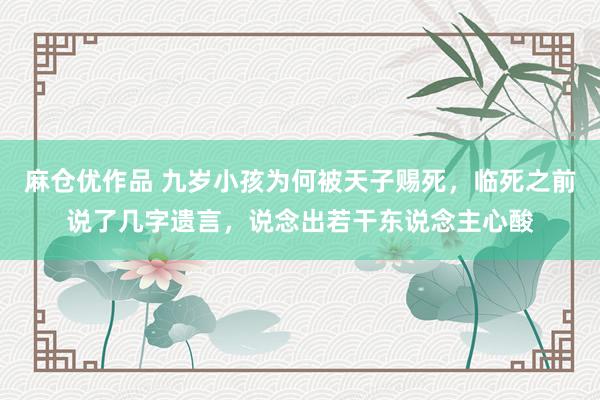 麻仓优作品 九岁小孩为何被天子赐死，临死之前说了几字遗言，说念出若干东说念主心酸