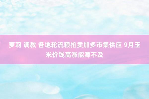 萝莉 调教 各地轮流粮拍卖加多市集供应 9月玉米价钱高涨能源不及