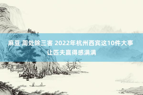 麻豆 周处除三害 2022年杭州西宾这10件大事 让匹夫赢得感满满