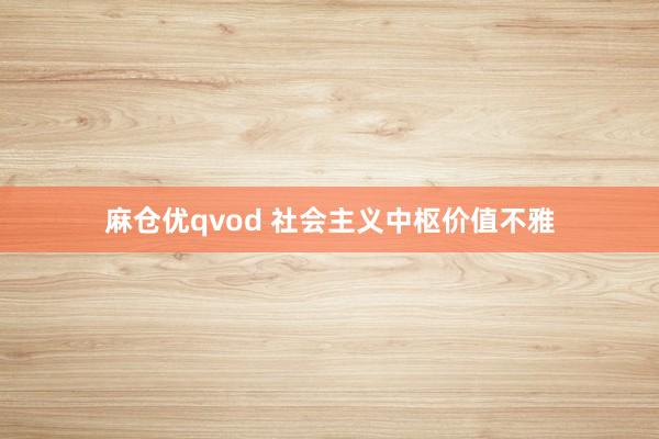 麻仓优qvod 社会主义中枢价值不雅