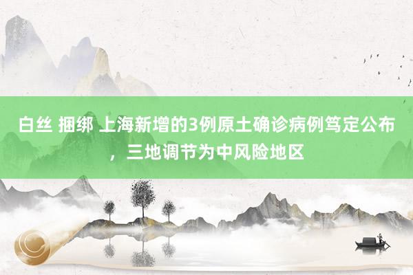 白丝 捆绑 上海新增的3例原土确诊病例笃定公布，三地调节为中风险地区