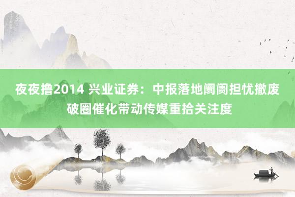 夜夜撸2014 兴业证券：中报落地阛阓担忧撤废 破圈催化带动传媒重拾关注度