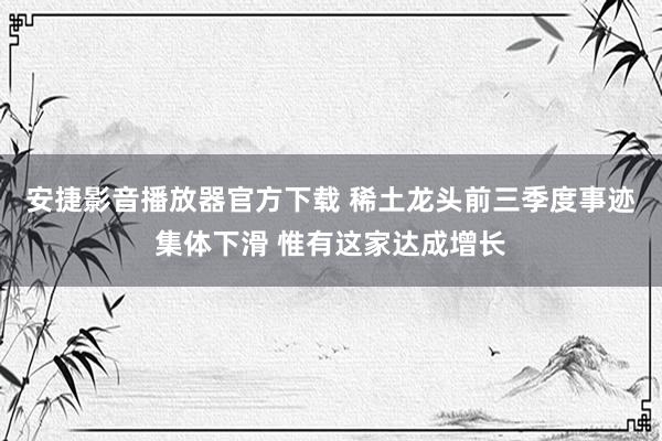 安捷影音播放器官方下载 稀土龙头前三季度事迹集体下滑 惟有这家达成增长